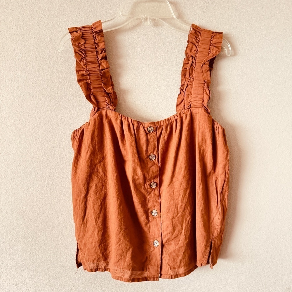 Treasure And Bond Ruffle Strap Cotton Tank Top Size S - Picture 2 of 5